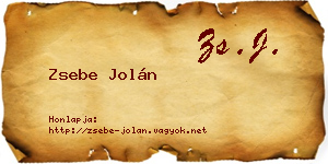 Zsebe Jolán névjegykártya